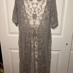 POL Gray Floral Cardigan